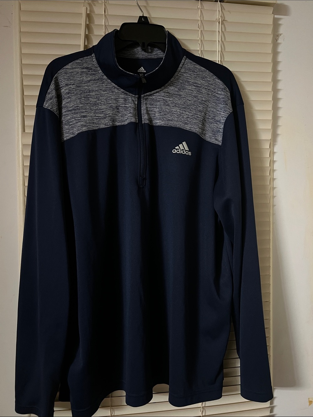 Adidas Golf Navy and Heather Gray Quarter-Zip Performance Top. XL